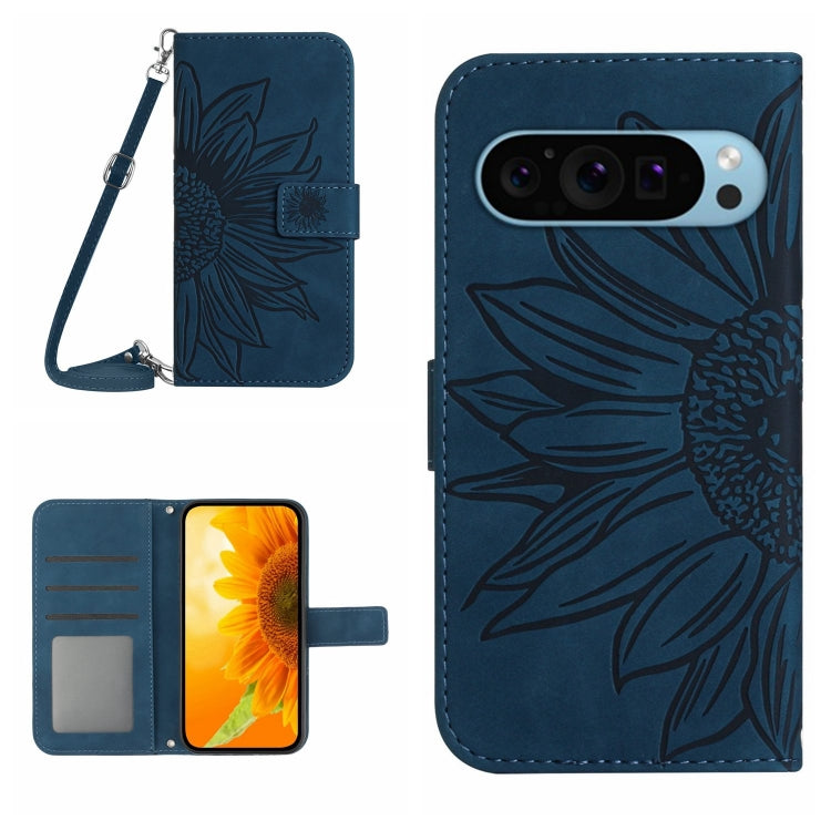 Skin Feel Sun Flower Embossed Flip Leather Phone Case with Lanyard, For Google Pixel 11 Pro XL, For Google Pixel 11 Pro / 11, For Google Pixel 10a, For Google Pixel 9a, For Google Pixel 9 Pro XL, For Google Pixel 9 Pro, For Google Pixel 9              ...