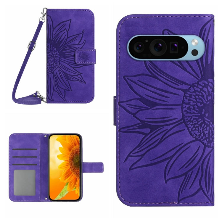 Skin Feel Sun Flower Embossed Flip Leather Phone Case with Lanyard, For Google Pixel 11 Pro XL, For Google Pixel 11 Pro / 11, For Google Pixel 10a, For Google Pixel 9a, For Google Pixel 9 Pro XL, For Google Pixel 9 Pro, For Google Pixel 9              ...