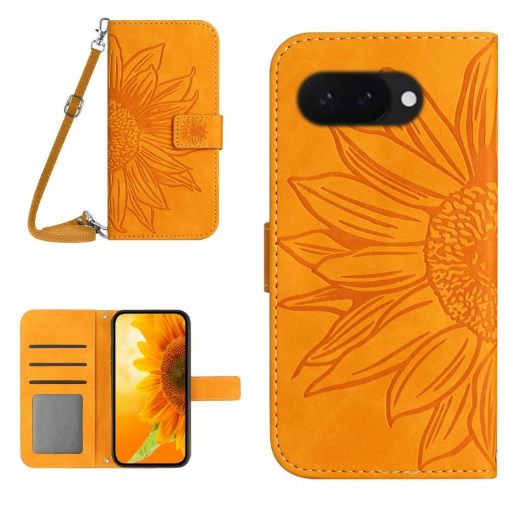 Skin Feel Sun Flower Embossed Flip Leather Phone Case with Lanyard, For Google Pixel 11 Pro XL, For Google Pixel 11 Pro / 11, For Google Pixel 10a, For Google Pixel 9a, For Google Pixel 9 Pro XL, For Google Pixel 9 Pro, For Google Pixel 9              ...