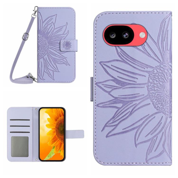 Skin Feel Sun Flower Embossed Flip Leather Phone Case with Lanyard, For Google Pixel 11 Pro XL, For Google Pixel 11 Pro / 11, For Google Pixel 10a, For Google Pixel 9a, For Google Pixel 9 Pro XL, For Google Pixel 9 Pro, For Google Pixel 9              ...