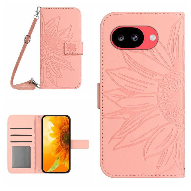 Skin Feel Sun Flower Embossed Flip Leather Phone Case with Lanyard, For Google Pixel 11 Pro XL, For Google Pixel 11 Pro / 11, For Google Pixel 10a, For Google Pixel 9a, For Google Pixel 9 Pro XL, For Google Pixel 9 Pro, For Google Pixel 9              ...