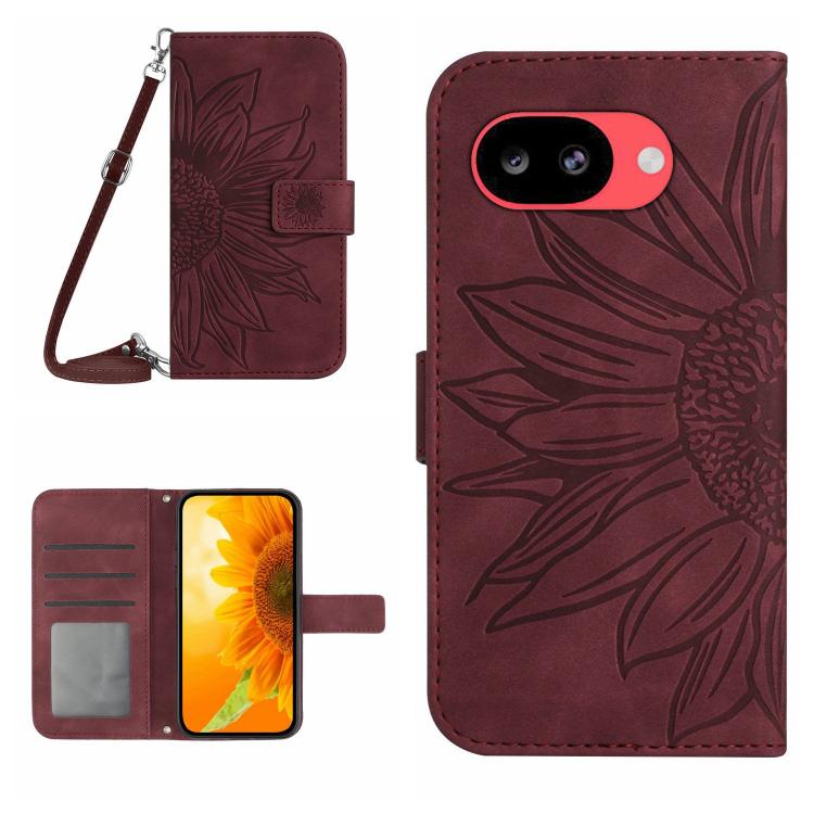 Skin Feel Sun Flower Embossed Flip Leather Phone Case with Lanyard, For Google Pixel 11 Pro XL, For Google Pixel 11 Pro / 11, For Google Pixel 10a, For Google Pixel 9a, For Google Pixel 9 Pro XL, For Google Pixel 9 Pro, For Google Pixel 9              ...