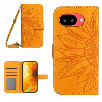 Skin Feel Sun Flower Embossed Flip Leather Phone Case with Lanyard, For Google Pixel 11 Pro XL, For Google Pixel 11 Pro / 11, For Google Pixel 10a, For Google Pixel 9a, For Google Pixel 9 Pro XL, For Google Pixel 9 Pro, For Google Pixel 9              ...