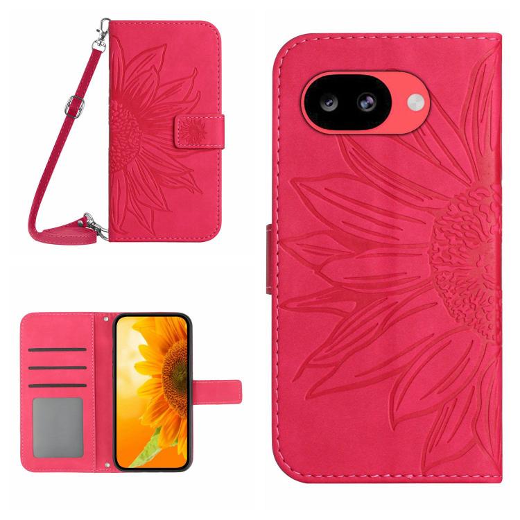 Skin Feel Sun Flower Embossed Flip Leather Phone Case with Lanyard, For Google Pixel 11 Pro XL, For Google Pixel 11 Pro / 11, For Google Pixel 10a, For Google Pixel 9a, For Google Pixel 9 Pro XL, For Google Pixel 9 Pro, For Google Pixel 9              ...