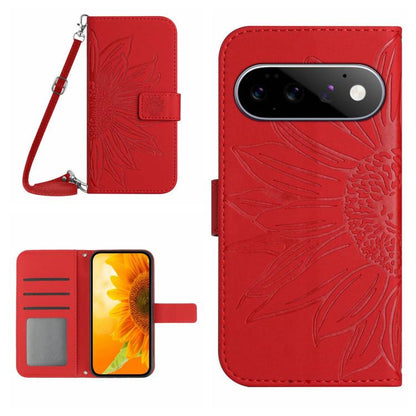 Skin Feel Sun Flower Embossed Flip Leather Phone Case with Lanyard, For Google Pixel 11 Pro XL, For Google Pixel 11 Pro / 11, For Google Pixel 10a, For Google Pixel 9a, For Google Pixel 9 Pro XL, For Google Pixel 9 Pro, For Google Pixel 9              ...