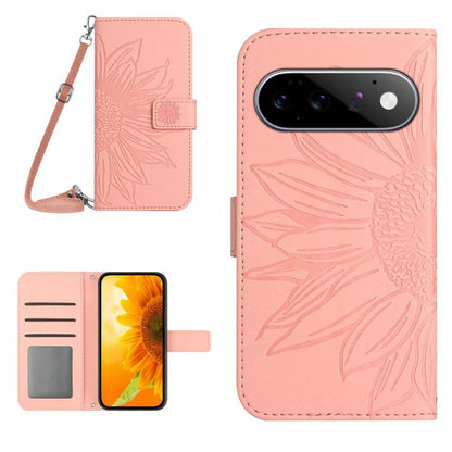 Skin Feel Sun Flower Embossed Flip Leather Phone Case with Lanyard, For Google Pixel 11 Pro XL, For Google Pixel 11 Pro / 11, For Google Pixel 10a, For Google Pixel 9a, For Google Pixel 9 Pro XL, For Google Pixel 9 Pro, For Google Pixel 9              ...