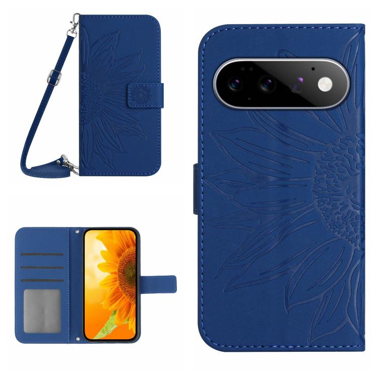 Skin Feel Sun Flower Embossed Flip Leather Phone Case with Lanyard, For Google Pixel 11 Pro XL, For Google Pixel 11 Pro / 11, For Google Pixel 10a, For Google Pixel 9a, For Google Pixel 9 Pro XL, For Google Pixel 9 Pro, For Google Pixel 9              ...