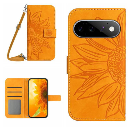 Skin Feel Sun Flower Embossed Flip Leather Phone Case with Lanyard, For Google Pixel 11 Pro XL, For Google Pixel 11 Pro / 11, For Google Pixel 10a, For Google Pixel 9a, For Google Pixel 9 Pro XL, For Google Pixel 9 Pro, For Google Pixel 9              ...