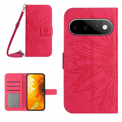 Skin Feel Sun Flower Embossed Flip Leather Phone Case with Lanyard, For Google Pixel 11 Pro XL, For Google Pixel 11 Pro / 11, For Google Pixel 10a, For Google Pixel 9a, For Google Pixel 9 Pro XL, For Google Pixel 9 Pro, For Google Pixel 9              ...