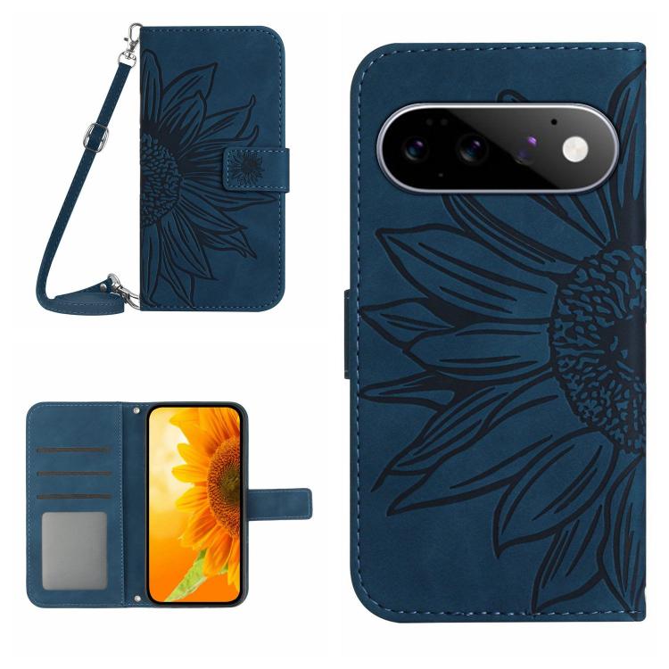 Skin Feel Sun Flower Embossed Flip Leather Phone Case with Lanyard, For Google Pixel 11 Pro XL, For Google Pixel 11 Pro / 11, For Google Pixel 10a, For Google Pixel 9a, For Google Pixel 9 Pro XL, For Google Pixel 9 Pro, For Google Pixel 9              ...