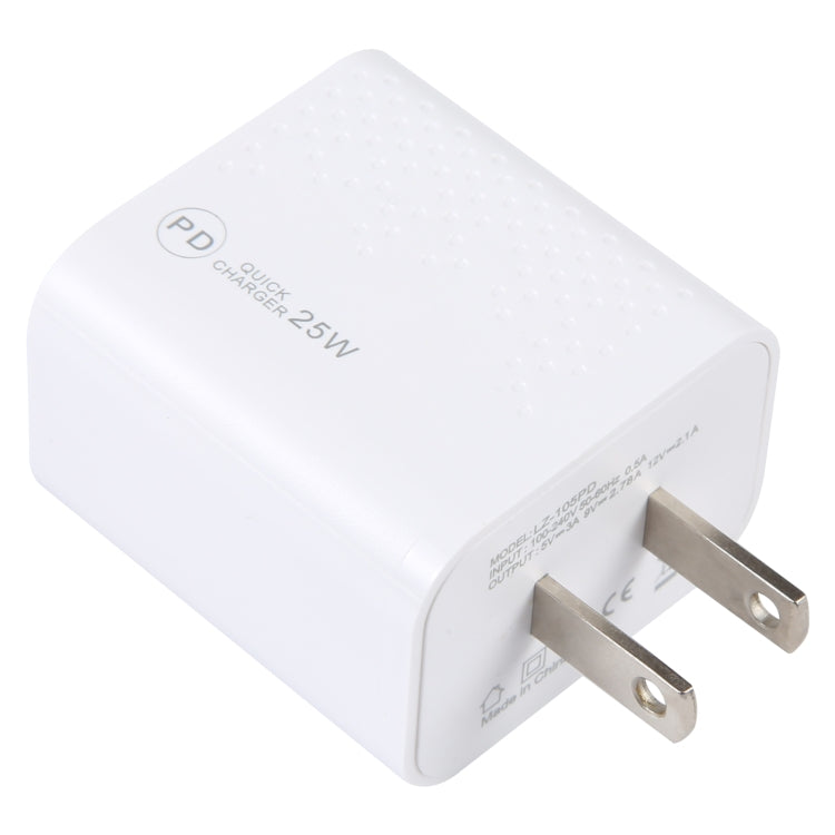 LZ-105PD 25W USB-C / Type-C Ports Dot Pattern Travel Charger, US Plug, EU Plug