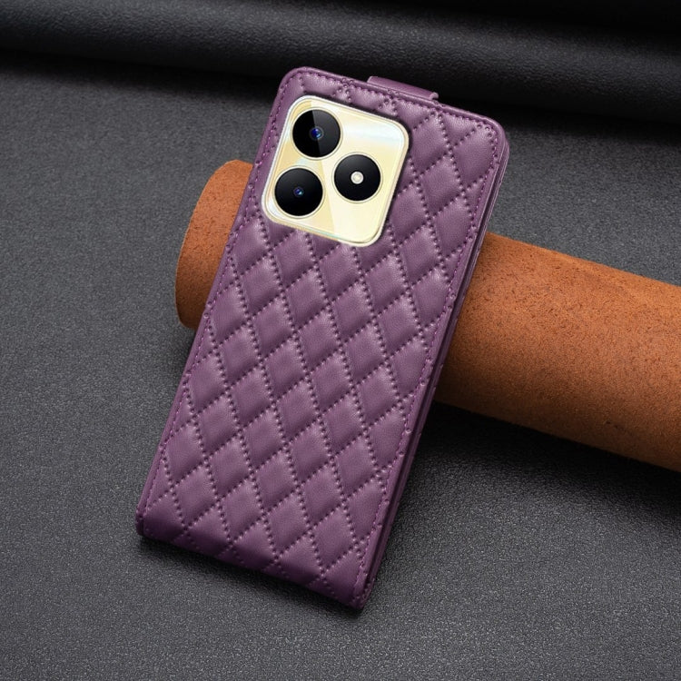 Diamond Lattice Vertical Flip Leather Phone Case, For Realme C53, For Realme C55