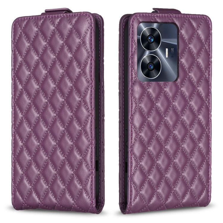 Diamond Lattice Vertical Flip Leather Phone Case, For Realme C53, For Realme C55