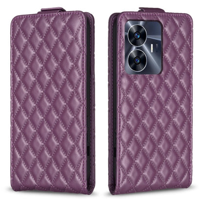 Diamond Lattice Vertical Flip Leather Phone Case, For Realme C53, For Realme C55