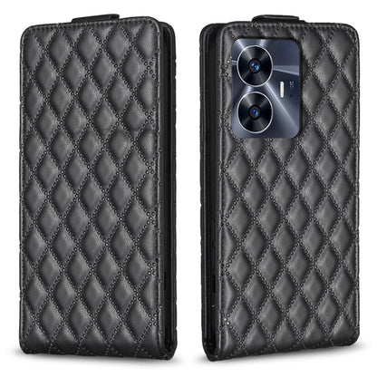 Diamond Lattice Vertical Flip Leather Phone Case, For Realme C53, For Realme C55