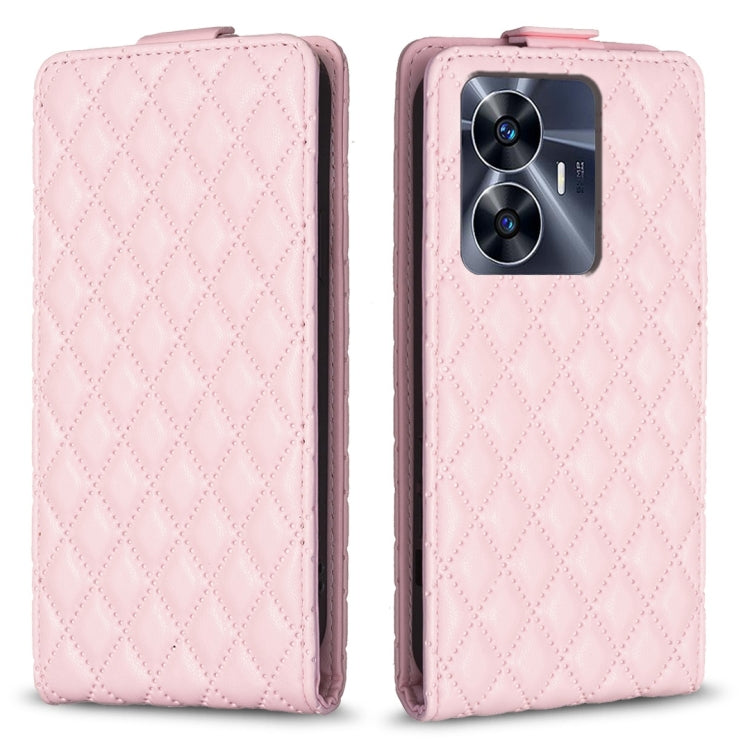 Diamond Lattice Vertical Flip Leather Phone Case, For Realme C53, For Realme C55
