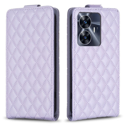 Diamond Lattice Vertical Flip Leather Phone Case, For Realme C53, For Realme C55