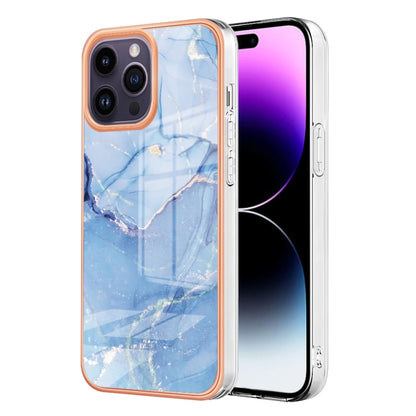 Electroplating Marble Dual-side IMD Phone Case, For iPhone 16 Pro Max, For iPhone 16 Pro, For iPhone 16 Plus, For iPhone 16, For iPhone 15 Pro Max, For iPhone 15 Pro, For iPhone 15 Plus, For iPhone 15