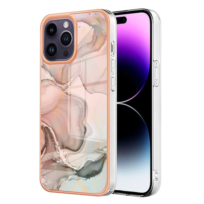 Electroplating Marble Dual-side IMD Phone Case, For iPhone 16 Pro Max, For iPhone 16 Pro, For iPhone 16 Plus, For iPhone 16, For iPhone 15 Pro Max, For iPhone 15 Pro, For iPhone 15 Plus, For iPhone 15