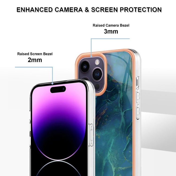 Electroplating Marble Dual-side IMD Phone Case, For iPhone 16 Pro Max, For iPhone 16 Pro, For iPhone 16 Plus, For iPhone 16, For iPhone 15 Pro Max, For iPhone 15 Pro, For iPhone 15 Plus, For iPhone 15