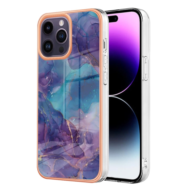 Electroplating Marble Dual-side IMD Phone Case, For iPhone 16 Pro Max, For iPhone 16 Pro, For iPhone 16 Plus, For iPhone 16, For iPhone 15 Pro Max, For iPhone 15 Pro, For iPhone 15 Plus, For iPhone 15