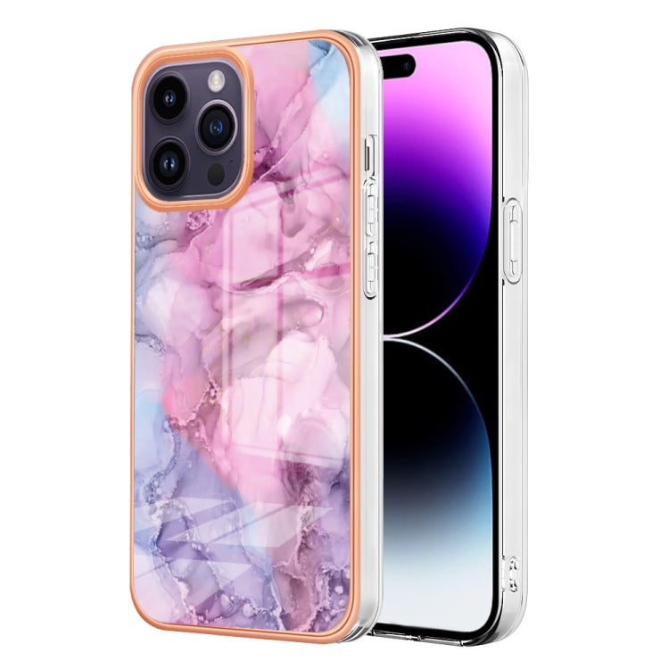Electroplating Marble Dual-side IMD Phone Case, For iPhone 16 Pro Max, For iPhone 16 Pro, For iPhone 16 Plus, For iPhone 16, For iPhone 15 Pro Max, For iPhone 15 Pro, For iPhone 15 Plus, For iPhone 15