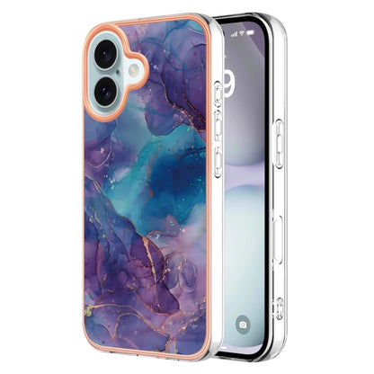 Electroplating Marble Dual-side IMD Phone Case, For iPhone 16 Pro Max, For iPhone 16 Pro, For iPhone 16 Plus, For iPhone 16, For iPhone 15 Pro Max, For iPhone 15 Pro, For iPhone 15 Plus, For iPhone 15