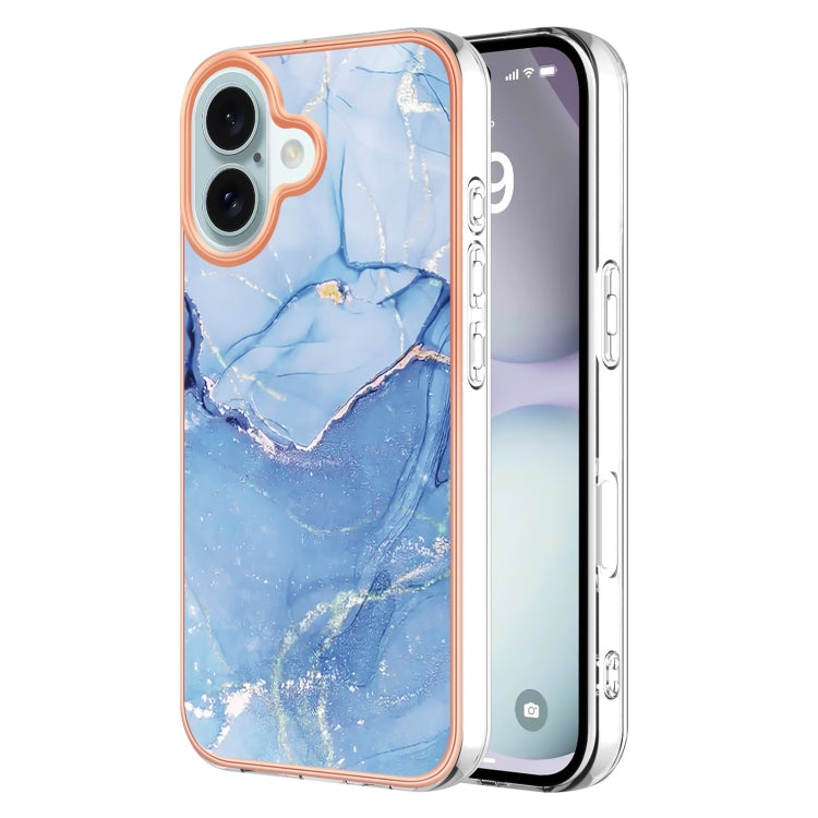 Electroplating Marble Dual-side IMD Phone Case, For iPhone 16 Pro Max, For iPhone 16 Pro, For iPhone 16 Plus, For iPhone 16, For iPhone 15 Pro Max, For iPhone 15 Pro, For iPhone 15 Plus, For iPhone 15
