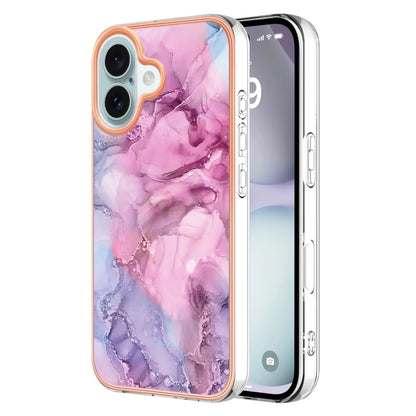 Electroplating Marble Dual-side IMD Phone Case, For iPhone 16 Pro Max, For iPhone 16 Pro, For iPhone 16 Plus, For iPhone 16, For iPhone 15 Pro Max, For iPhone 15 Pro, For iPhone 15 Plus, For iPhone 15