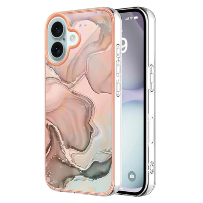 Electroplating Marble Dual-side IMD Phone Case, For iPhone 16 Pro Max, For iPhone 16 Pro, For iPhone 16 Plus, For iPhone 16, For iPhone 15 Pro Max, For iPhone 15 Pro, For iPhone 15 Plus, For iPhone 15