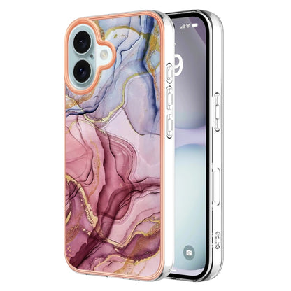Electroplating Marble Dual-side IMD Phone Case, For iPhone 16 Pro Max, For iPhone 16 Pro, For iPhone 16 Plus, For iPhone 16, For iPhone 15 Pro Max, For iPhone 15 Pro, For iPhone 15 Plus, For iPhone 15