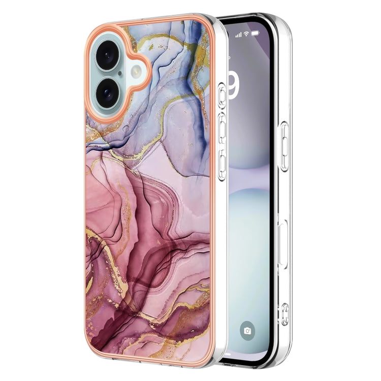 Electroplating Marble Dual-side IMD Phone Case, For iPhone 16 Pro Max, For iPhone 16 Pro, For iPhone 16 Plus, For iPhone 16, For iPhone 15 Pro Max, For iPhone 15 Pro, For iPhone 15 Plus, For iPhone 15