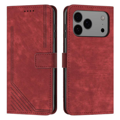 Skin Feel Stripe Pattern Leather Phone Case with Lanyard, For iPhone 18 Pro / 17 Pro, For iPhone 18 Pro Max / 17 Pro Max, For iPhone 17, For iPhone 17 Air, For iPhone 15 Pro Max, For iPhone 15 Pro, For iPhone 15 Plus, For iPhone 15