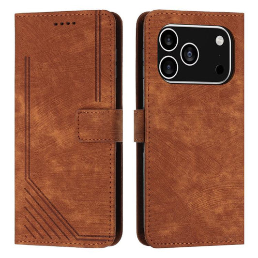 Skin Feel Stripe Pattern Leather Phone Case with Lanyard, For iPhone 18 Pro / 17 Pro, For iPhone 18 Pro Max / 17 Pro Max, For iPhone 17, For iPhone 17 Air, For iPhone 15 Pro Max, For iPhone 15 Pro, For iPhone 15 Plus, For iPhone 15