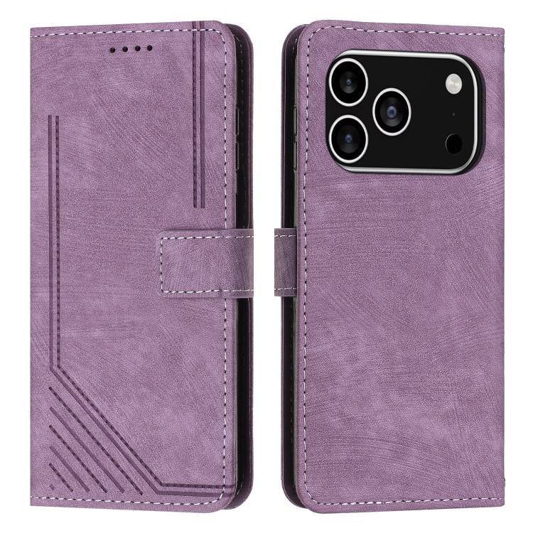 Skin Feel Stripe Pattern Leather Phone Case with Lanyard, For iPhone 18 Pro / 17 Pro, For iPhone 18 Pro Max / 17 Pro Max, For iPhone 17, For iPhone 17 Air, For iPhone 15 Pro Max, For iPhone 15 Pro, For iPhone 15 Plus, For iPhone 15