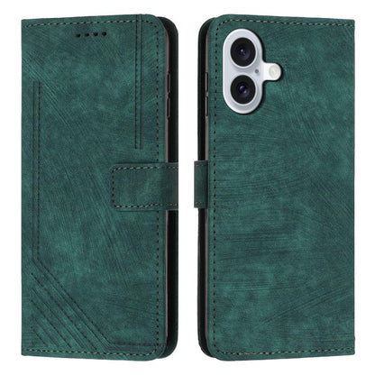 Skin Feel Stripe Pattern Leather Phone Case with Lanyard, For iPhone 18 Pro / 17 Pro, For iPhone 18 Pro Max / 17 Pro Max, For iPhone 17, For iPhone 17 Air, For iPhone 15 Pro Max, For iPhone 15 Pro, For iPhone 15 Plus, For iPhone 15