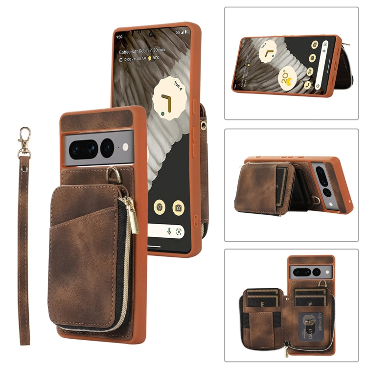 Zipper Card Bag Back Cover Phone Case, For Google Pixel 7a, For Google Pixel 7 Pro, For Google Pixel 7, For Google Pixel 6a