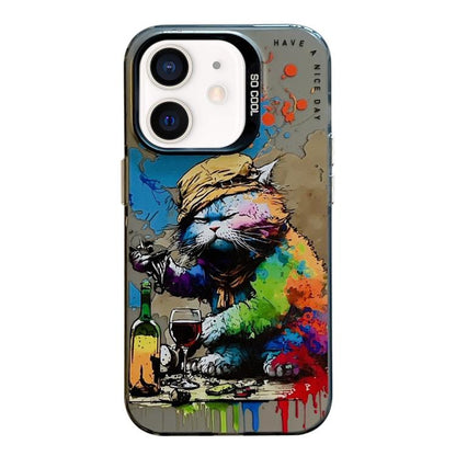 Animal Pattern Oil Painting Series PC + TPU Phone Case, For iPhone 12 Pro, For iPhone 12 mini, For iPhone 11 Pro Max