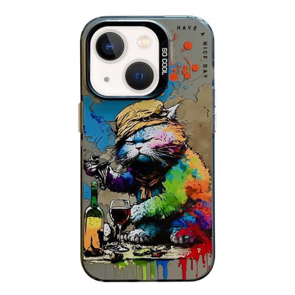 Animal Pattern Oil Painting Series PC + TPU Phone Case, For iPhone 13 mini, For iPhone 12, For iPhone 12 Pro Max