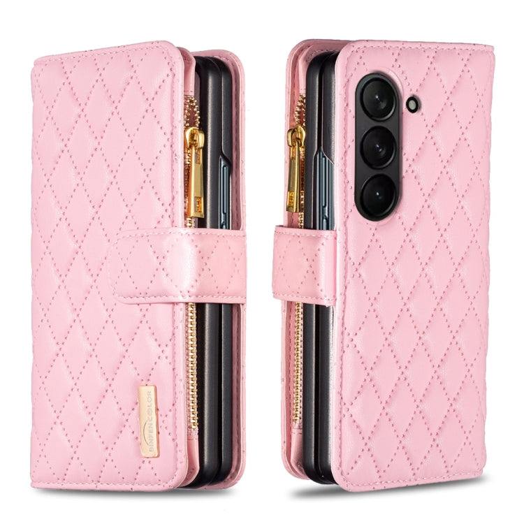 Diamond Lattice Zipper Wallet Leather Flip Phone Case, For Galaxy Z Fold8 5G, For Samsung Galaxy Z Fold7, For Samsung Galaxy Z Fold6, For Samsung Galaxy Z Fold5