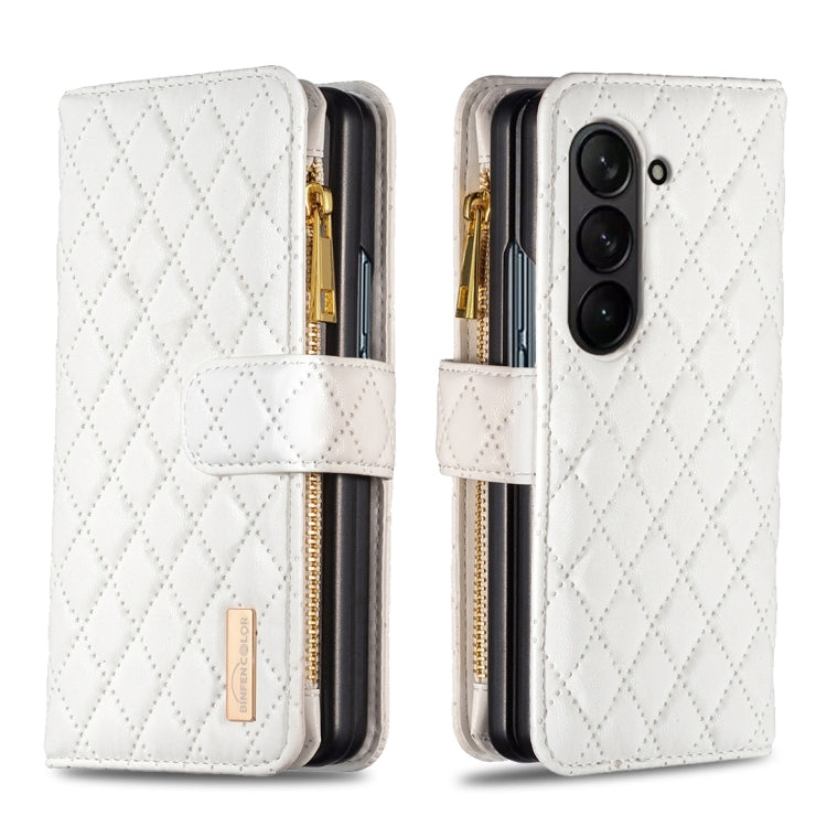 Diamond Lattice Zipper Wallet Leather Flip Phone Case, For Galaxy Z Fold8 5G, For Samsung Galaxy Z Fold7, For Samsung Galaxy Z Fold6, For Samsung Galaxy Z Fold5