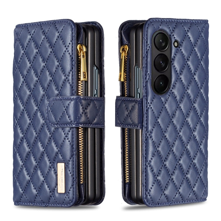 Diamond Lattice Zipper Wallet Leather Flip Phone Case, For Galaxy Z Fold8 5G, For Samsung Galaxy Z Fold7, For Samsung Galaxy Z Fold6, For Samsung Galaxy Z Fold5