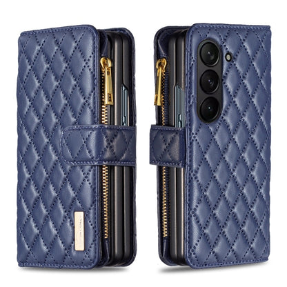 Diamond Lattice Zipper Wallet Leather Flip Phone Case, For Galaxy Z Fold8 5G, For Samsung Galaxy Z Fold7, For Samsung Galaxy Z Fold6, For Samsung Galaxy Z Fold5