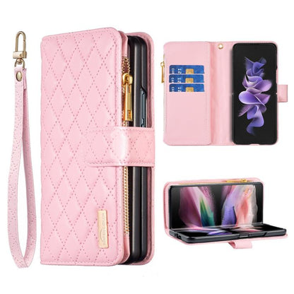 Diamond Lattice Zipper Wallet Leather Flip Phone Case, For Galaxy Z Fold8 5G, For Samsung Galaxy Z Fold7, For Samsung Galaxy Z Fold6, For Samsung Galaxy Z Fold5