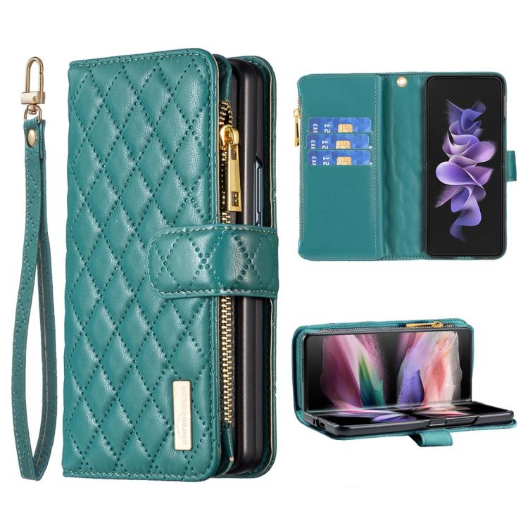 Diamond Lattice Zipper Wallet Leather Flip Phone Case, For Galaxy Z Fold8 5G, For Samsung Galaxy Z Fold7, For Samsung Galaxy Z Fold6, For Samsung Galaxy Z Fold5
