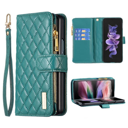 Diamond Lattice Zipper Wallet Leather Flip Phone Case, For Galaxy Z Fold8 5G, For Samsung Galaxy Z Fold7, For Samsung Galaxy Z Fold6, For Samsung Galaxy Z Fold5