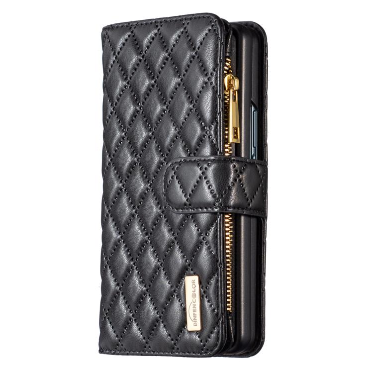 Diamond Lattice Zipper Wallet Leather Flip Phone Case, For Galaxy Z Fold8 5G, For Samsung Galaxy Z Fold7, For Samsung Galaxy Z Fold6, For Samsung Galaxy Z Fold5