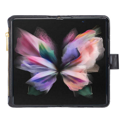 Diamond Lattice Zipper Wallet Leather Flip Phone Case, For Galaxy Z Fold8 5G, For Samsung Galaxy Z Fold7, For Samsung Galaxy Z Fold6, For Samsung Galaxy Z Fold5