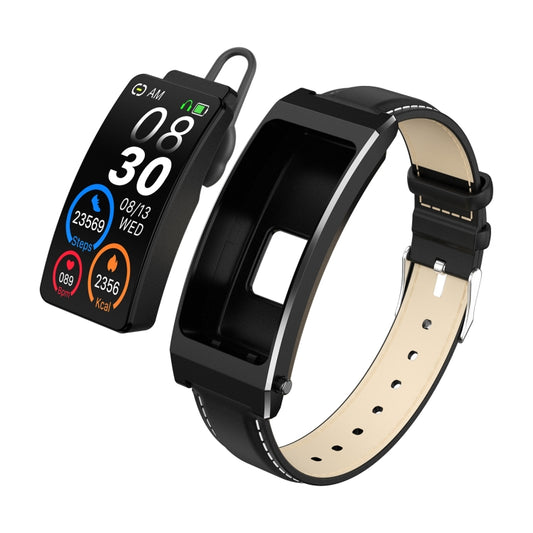 K13S 1,14 Zoll TFT-Bildschirm Smart Calling Armband mit Lederarmband, unterstützt Schlafmanagement/Blutsauerstoffüberwachung, Lederarmband