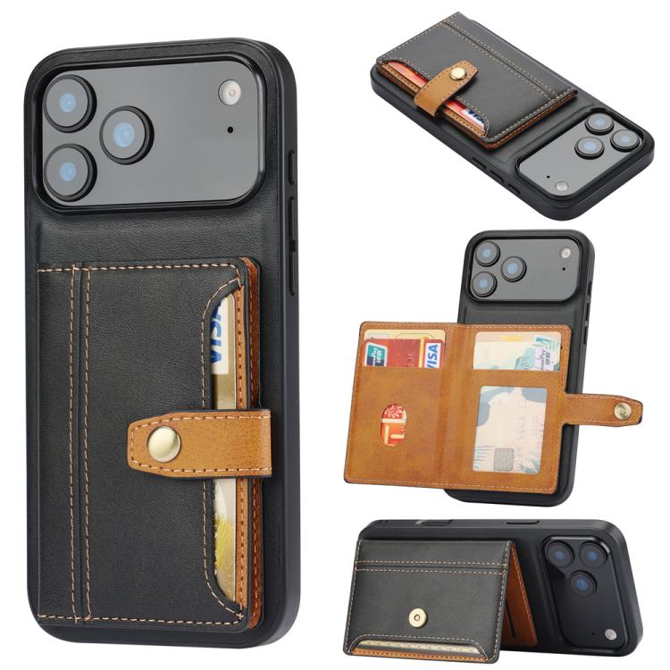 Calfskin Card Slot TPU Hybrid PU Phone Case, For iPhone 18 Pro / 17 Pro, For iPhone 18 Pro Max / 17 Pro Max, For iPhone 17, For iPhone Air, For iPhone 16 Pro Max, For iPhone 16 Pro, For iPhone 16, For iPhone 15 Pro Max, For iPhone 15 Pro               ...